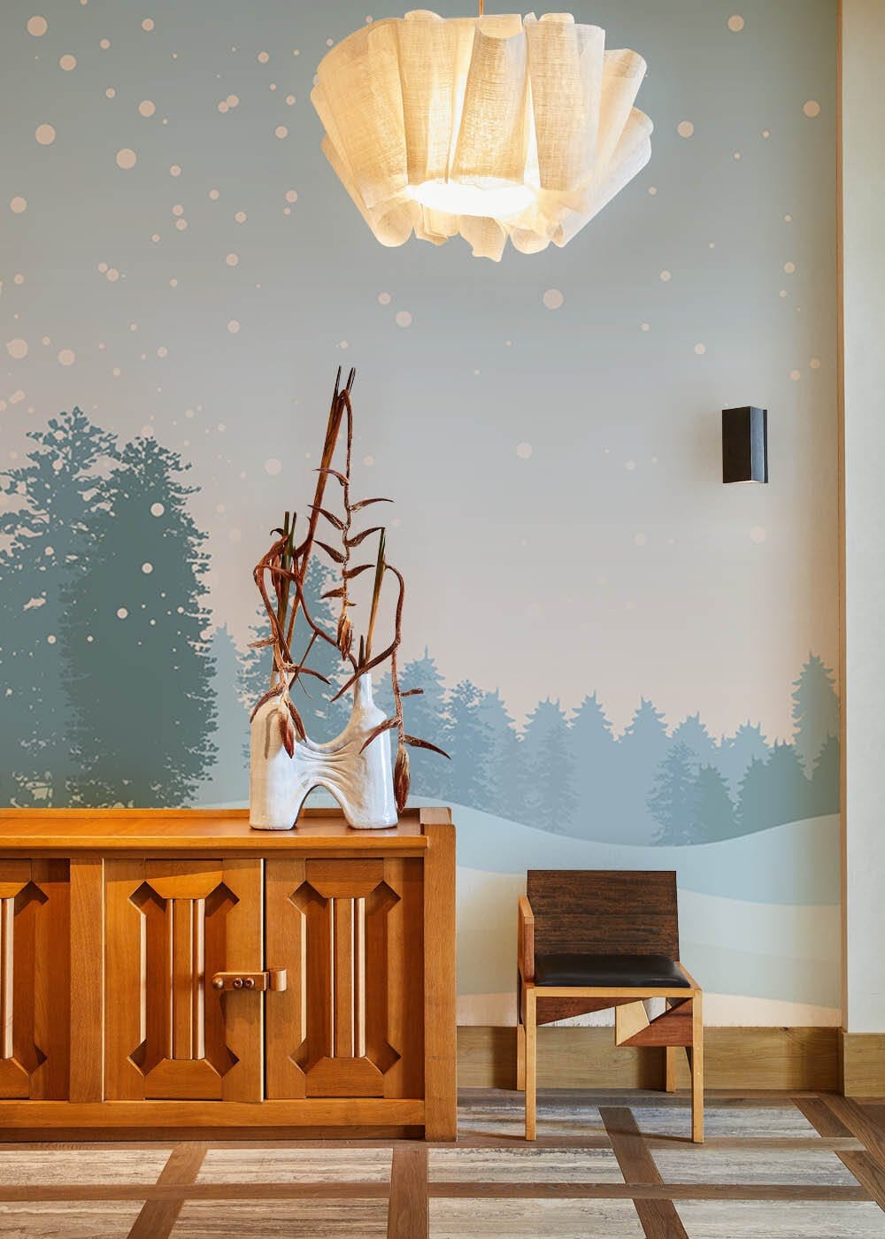 Dreamy Snow Wallpaper Mural for the Decoration of the Living Room