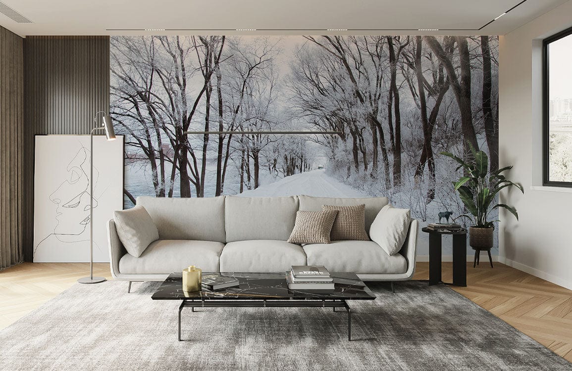 Snow landscape wallpaper for living room decor