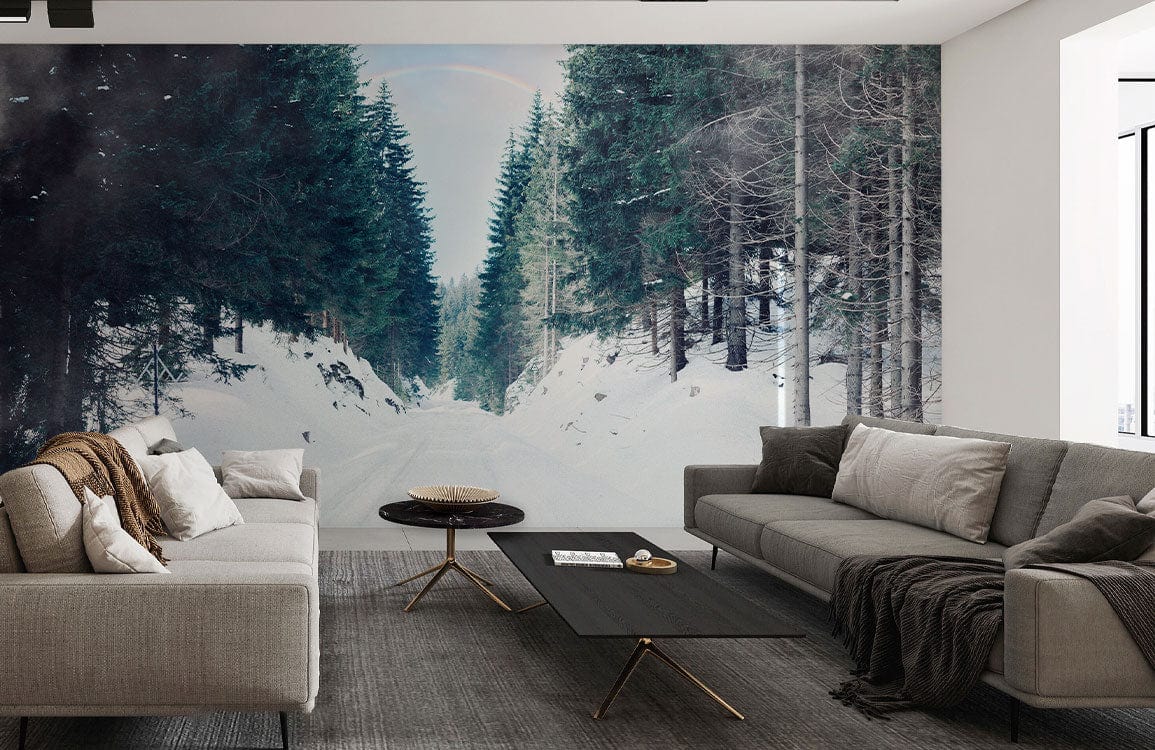Custom winter forest 3d mural wallpaper