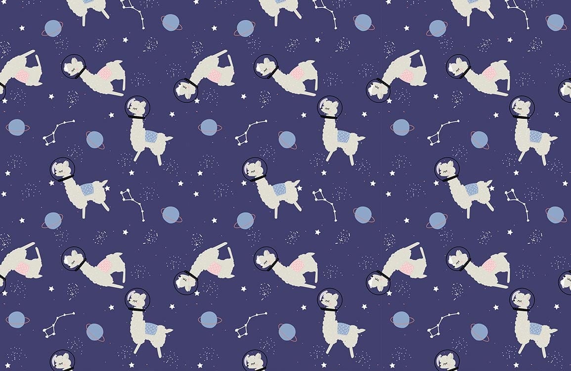 Astronaut Dog Navy Children Mural Wallpaper