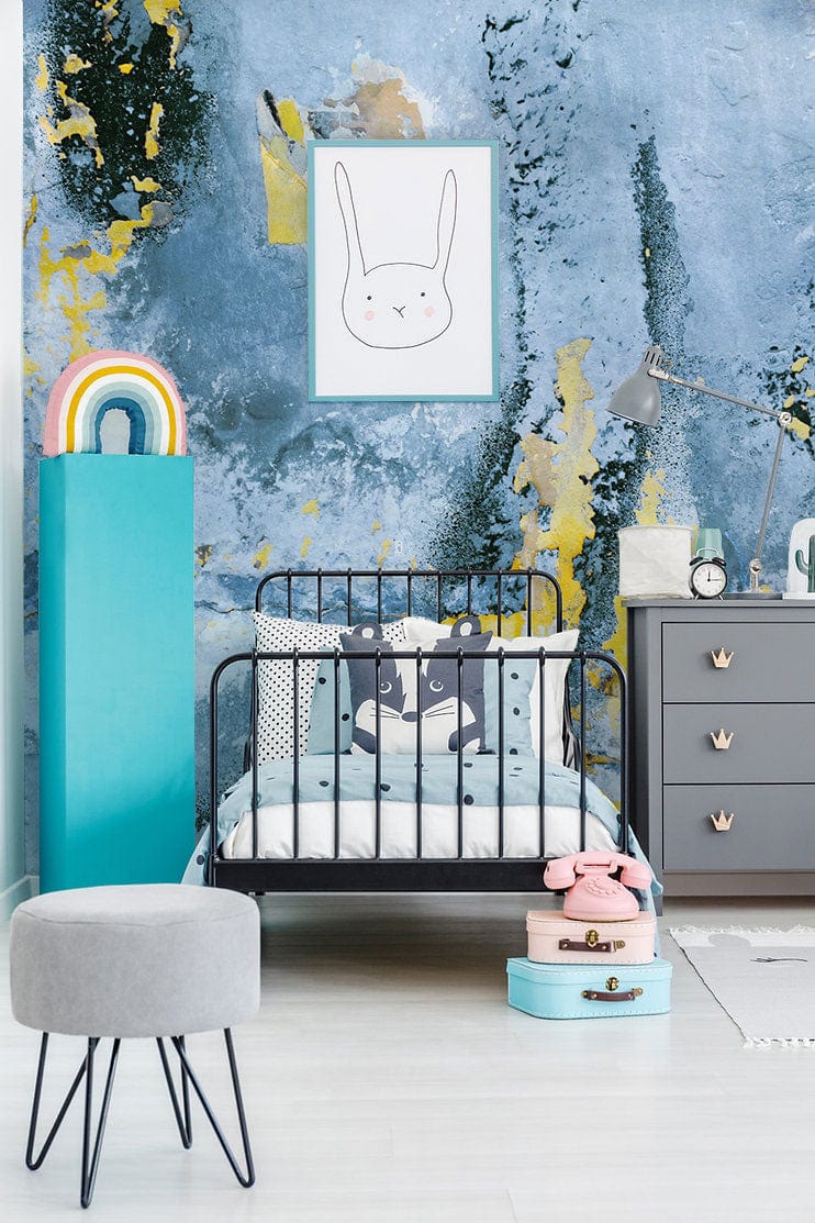 abstract blue wall mural kids'room decor
