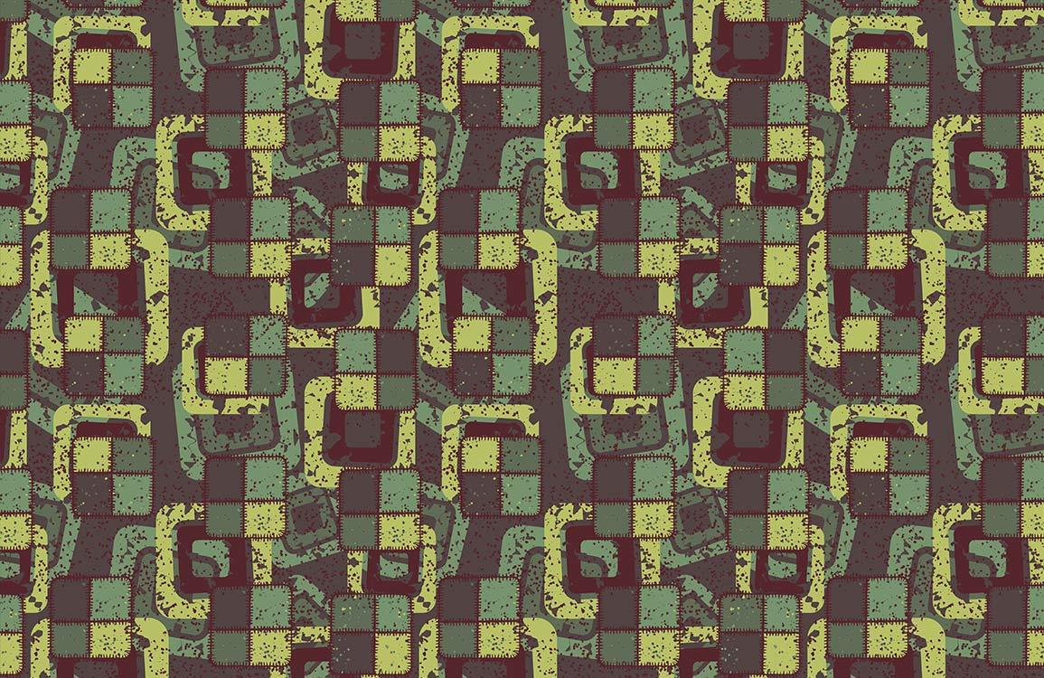 Retro Geometric Green Black Mural Wallpaper