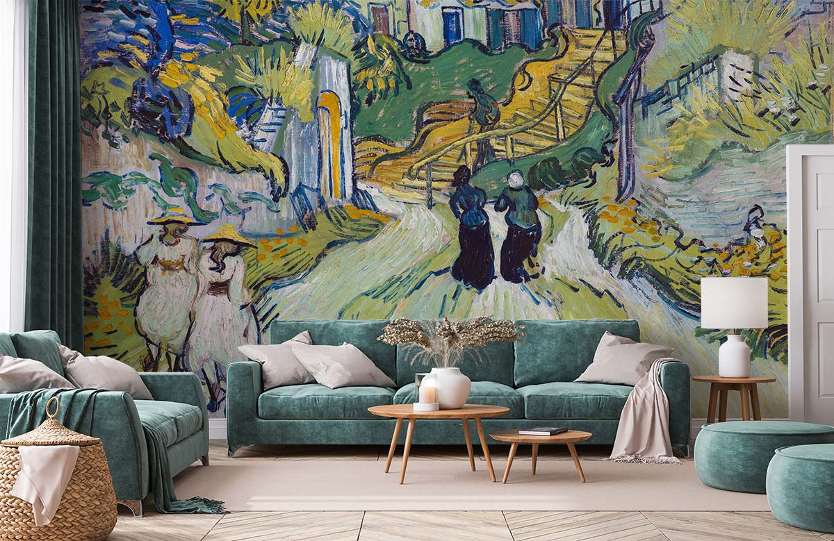 Stairway in village Wall Murals for living Room decor