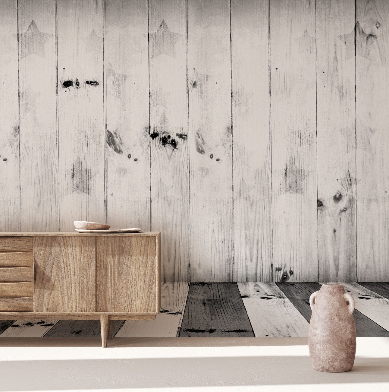 Wallpaper mural with Star Traces on Board, perfect for use as a Hallway Decoration