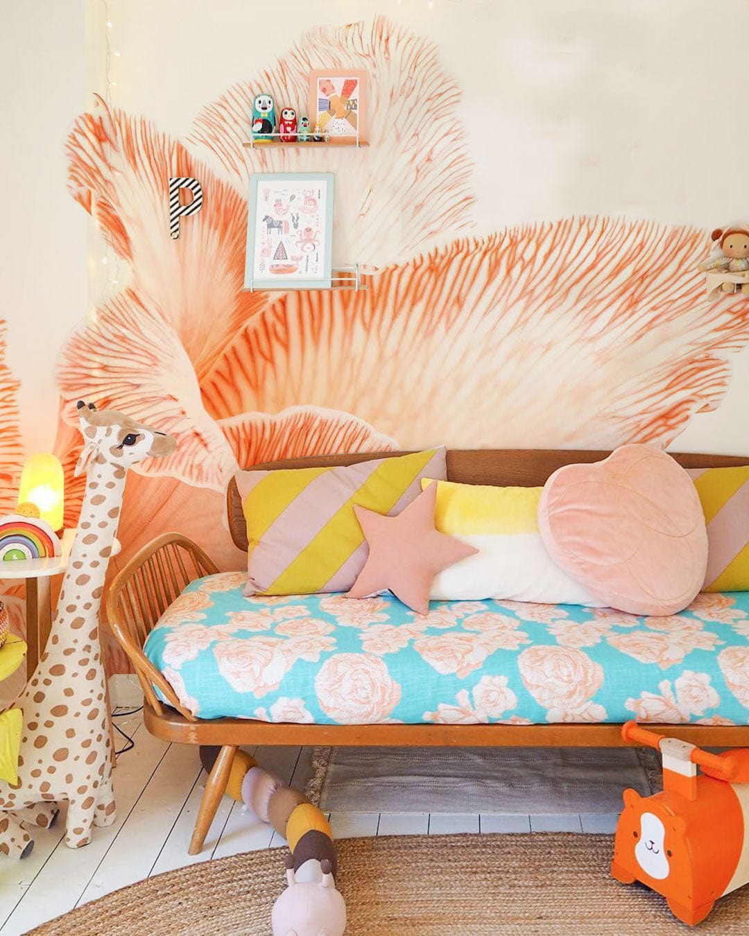 stems and leaves wallpaper mural hallway design