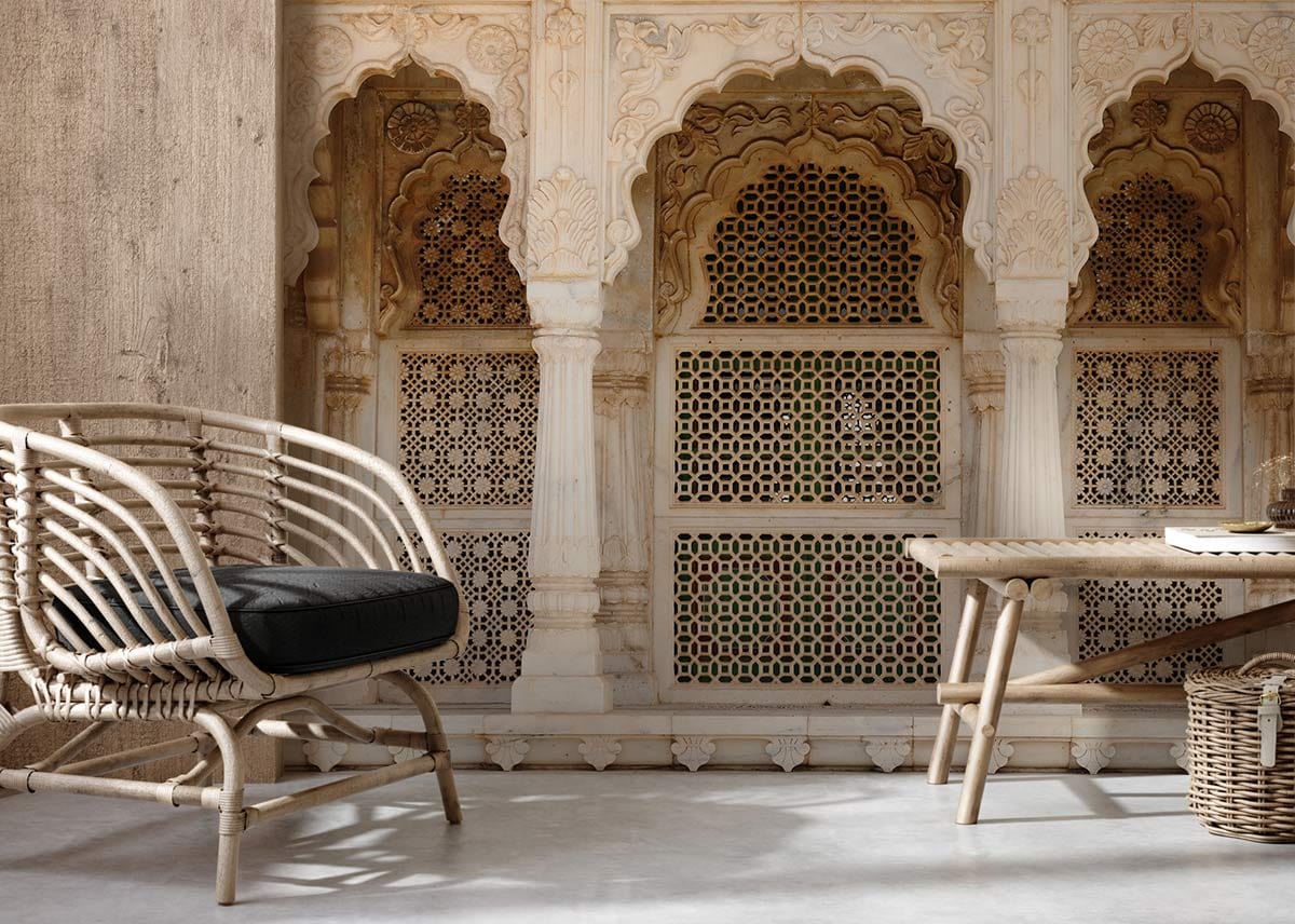 living room style neutral pattern wall mural