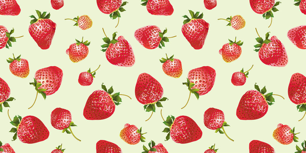 wallpaper with a strawberry design in a dining room