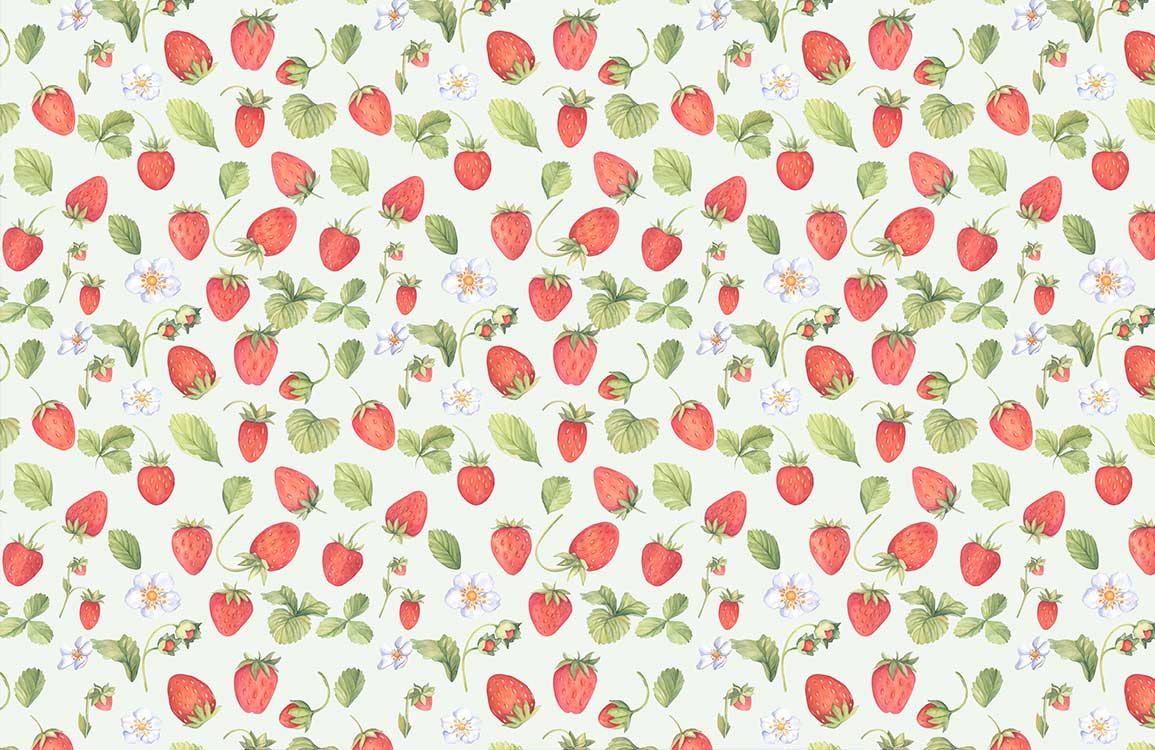 Vintage Strawberry Botanical Mural Wallpaper