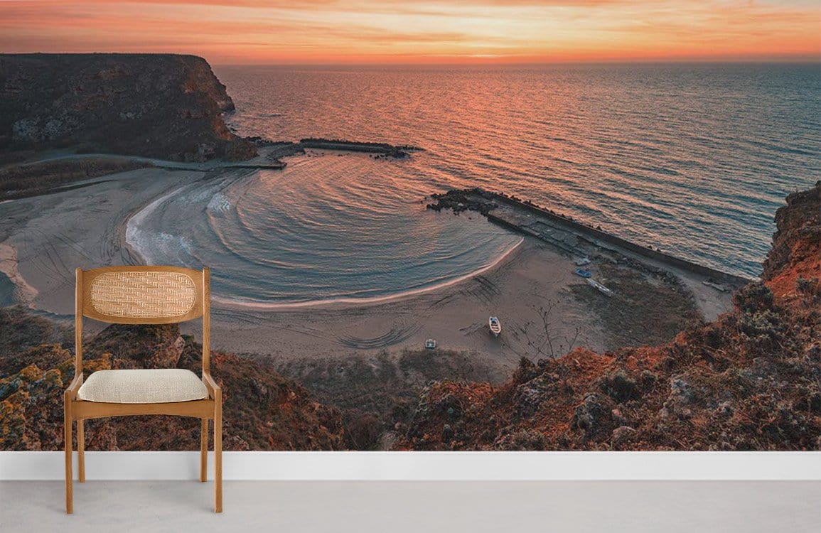Sunset Beach Landscape Wall Mural in living room
