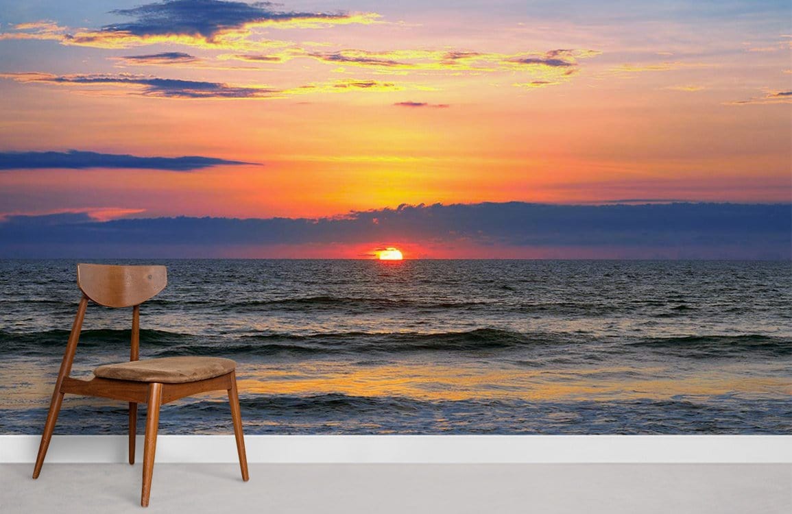 Soothing Ocean Sunset Mural Wallpaper