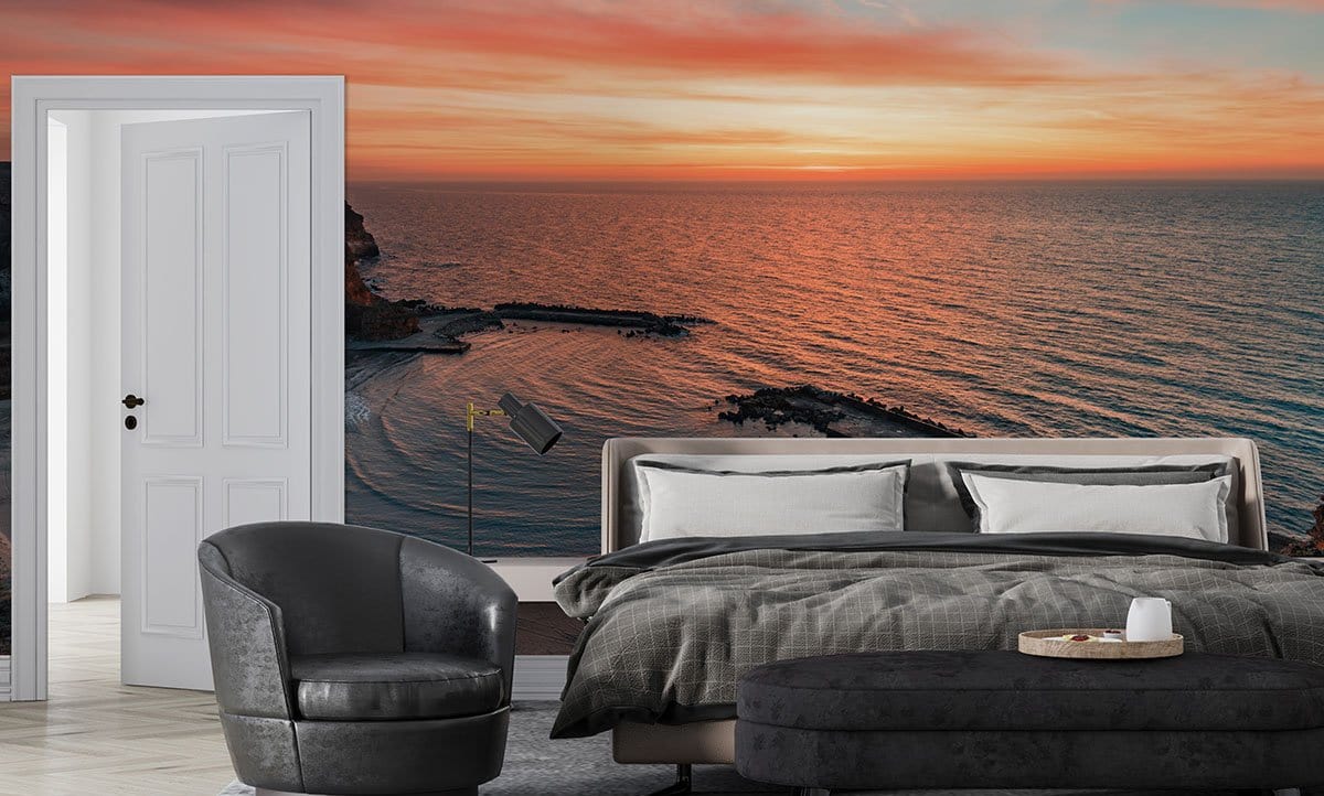 Sunset Beach Landscape Wall Mural in bedroom
