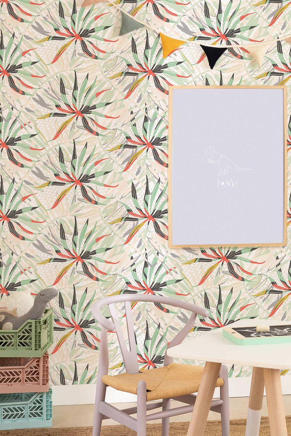Swaying Flowers Leaves Wall Mural Art Decor
