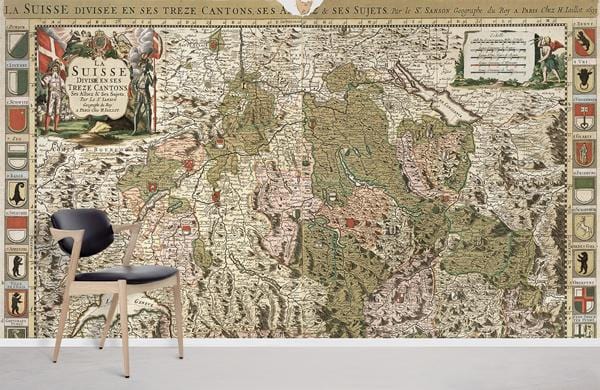 Vintage Map Antique World Mural Wallpaper in office