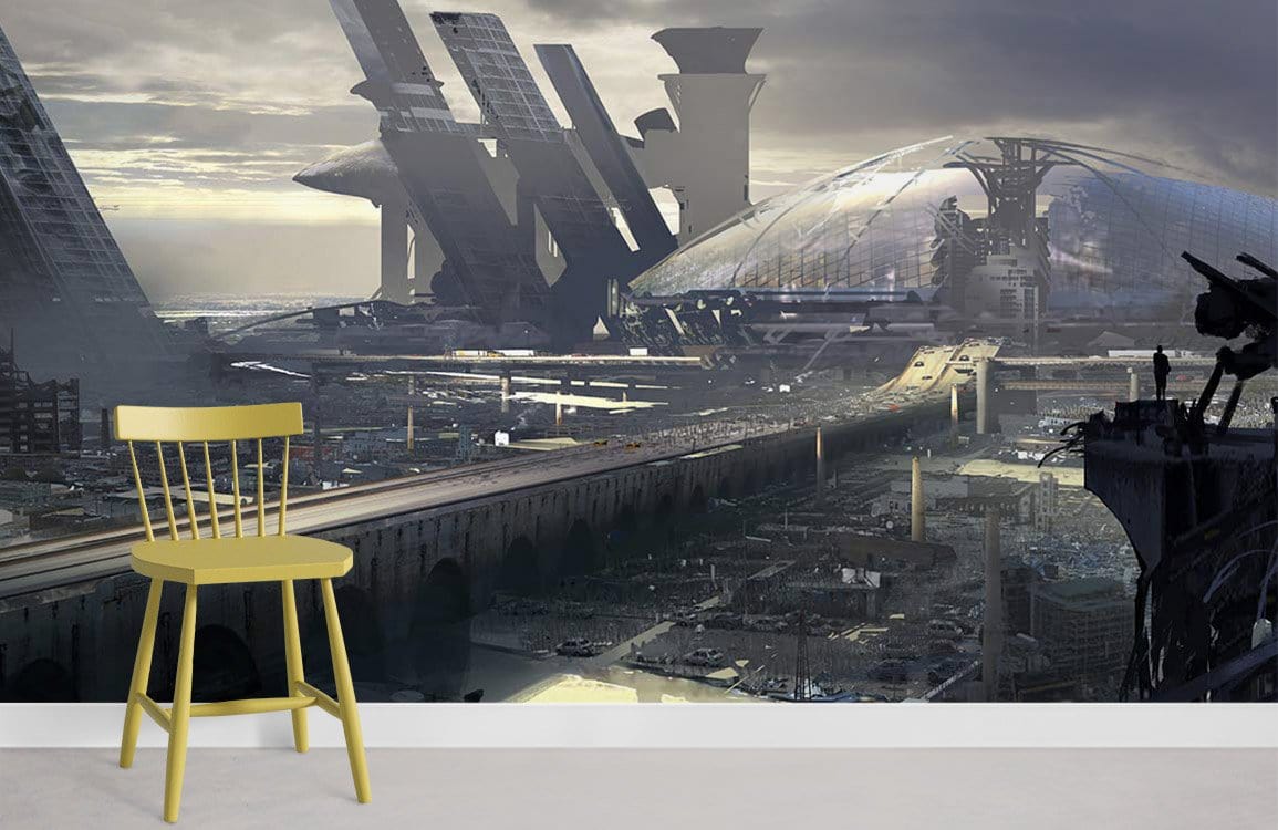 Futuristic Cityscape Wall Mural Mural Wallpaper