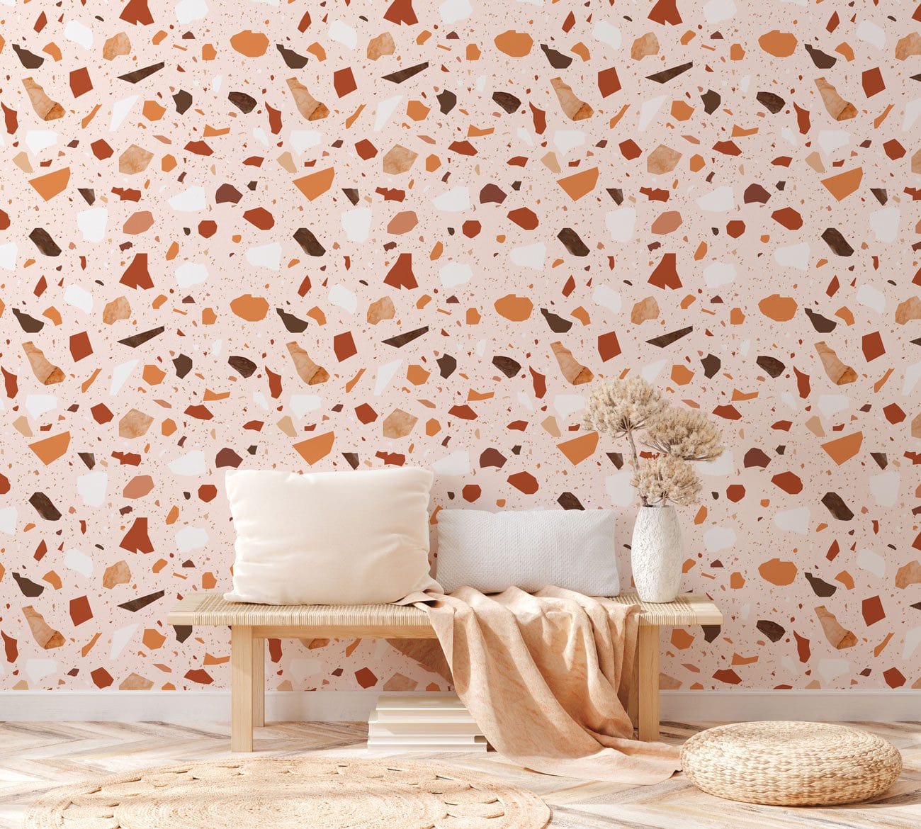 Wallpaper Mural with Terrazzo Slices and Marble for the Hallway Decoration