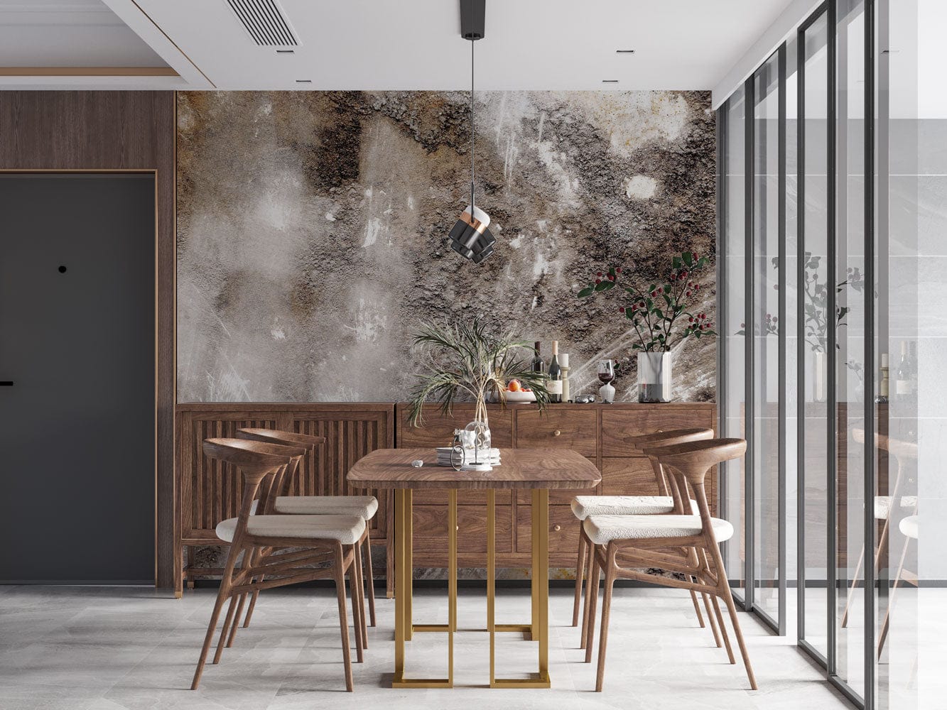 industrial art decor wall mural dining room decoraton idea