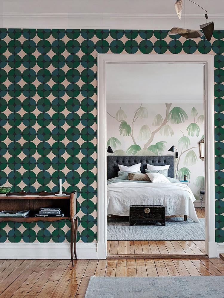 unique green circle patten art decor mural custom design