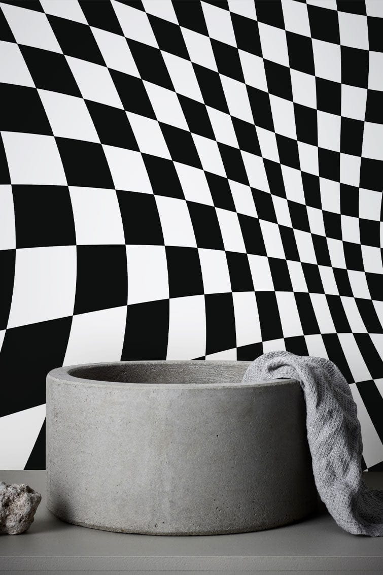 Bathroom Wall Decoration Featuring a 3D Illusion Waves Wallpaper Mural
