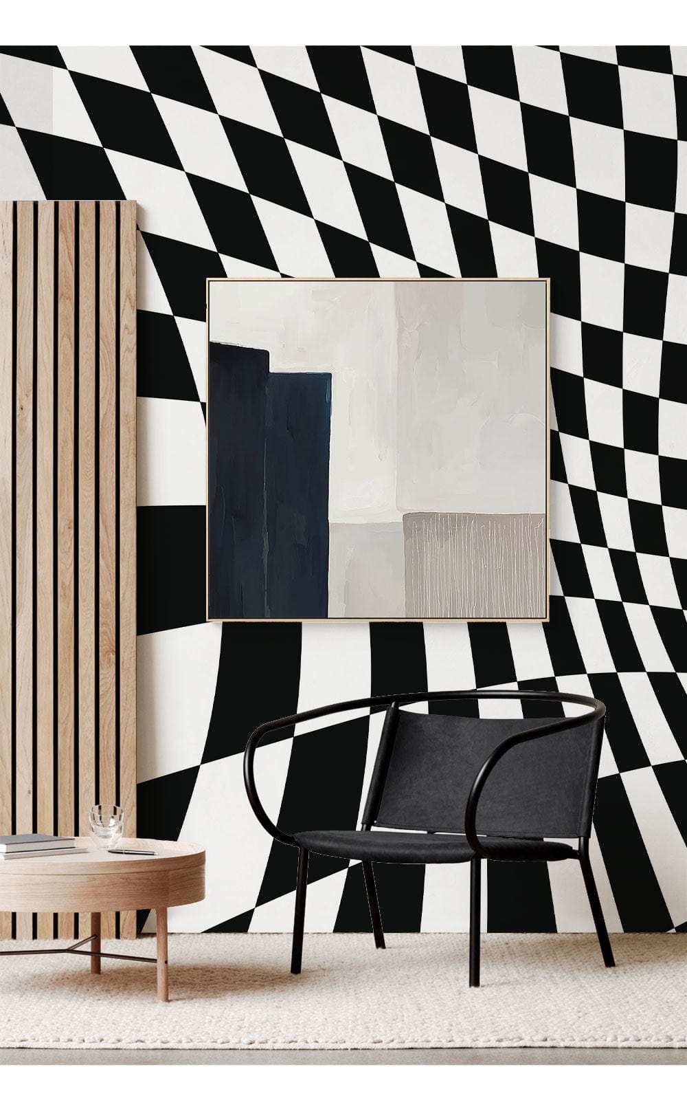 3D Illusion Waves Wall Mural for Use as Decoration in the Hallway