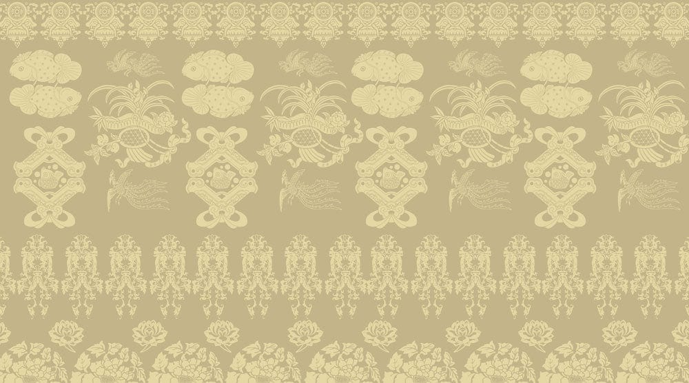 custom neutral fish and flower wallpaper mural for room decor