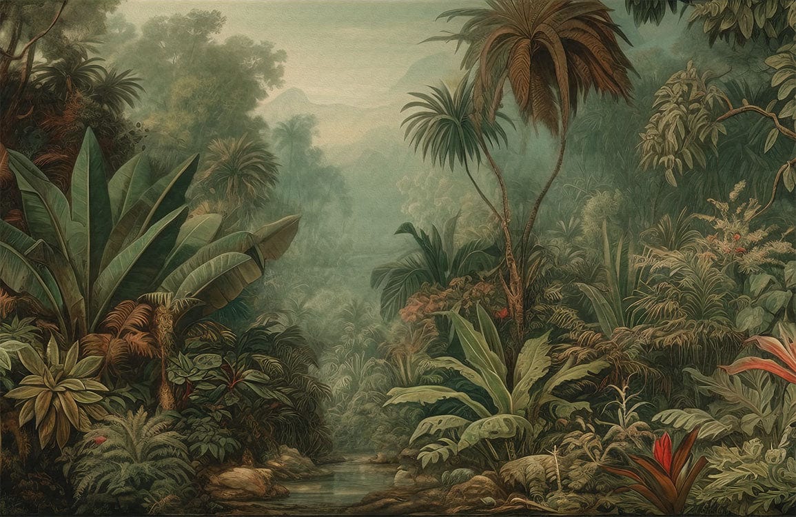 Tropical Jungle Landscape Wall Mural