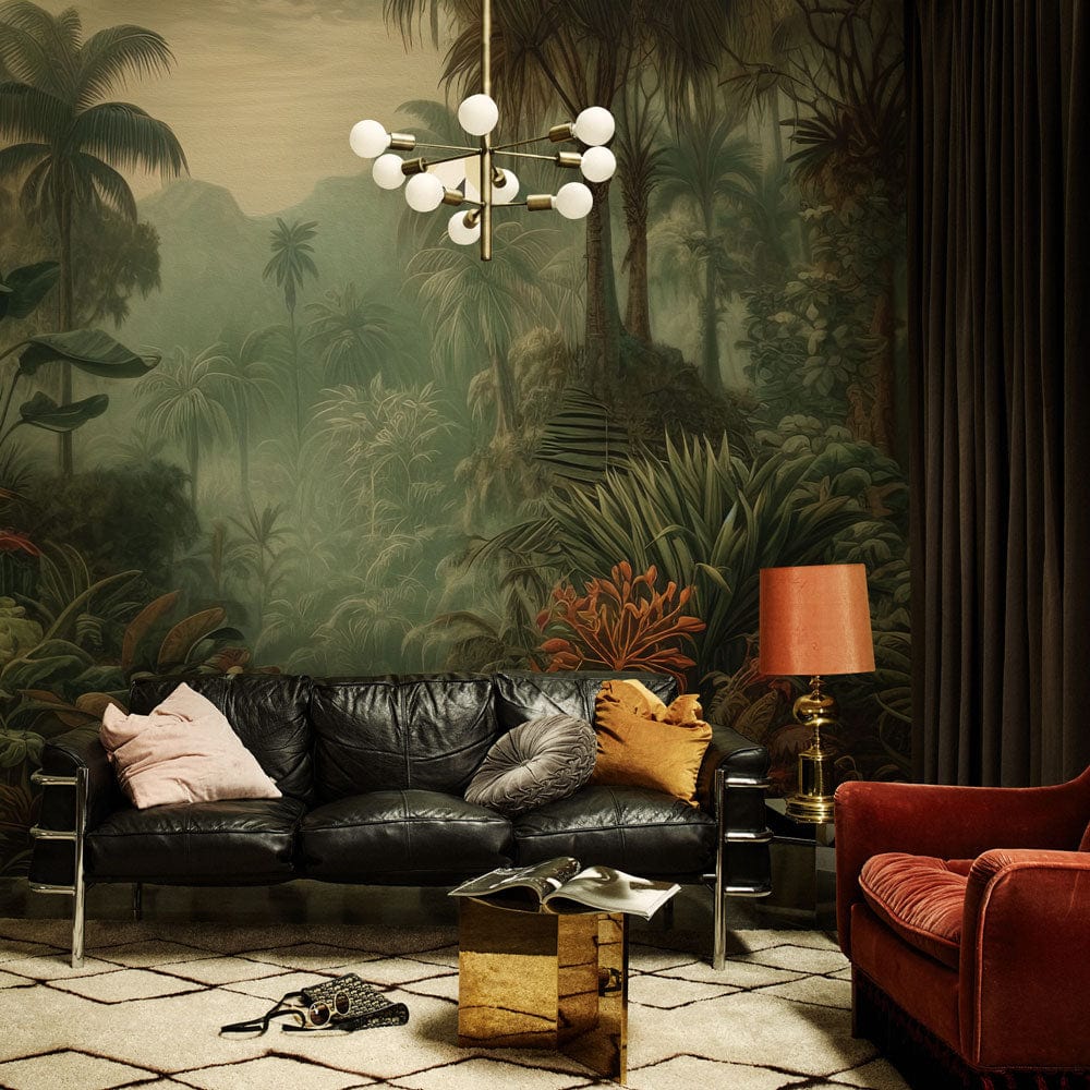 rain jungle wallpaper mural for room design