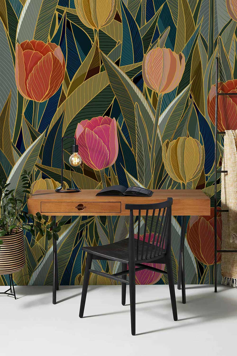 unique tulip flower wall mural