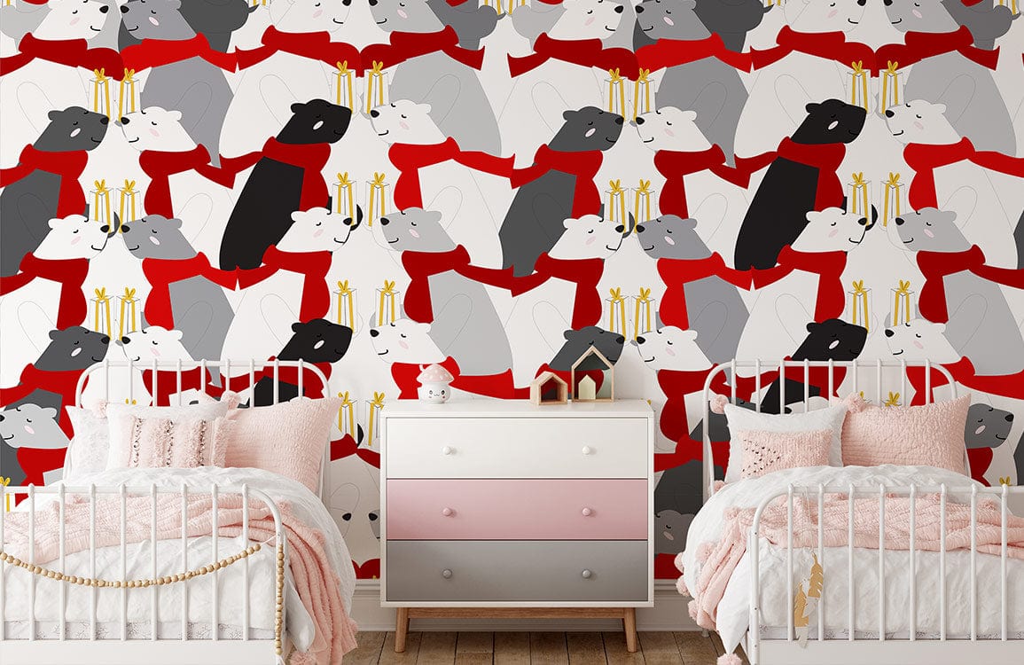 custom bear lovers cartoon wallpaper mural for kid's room