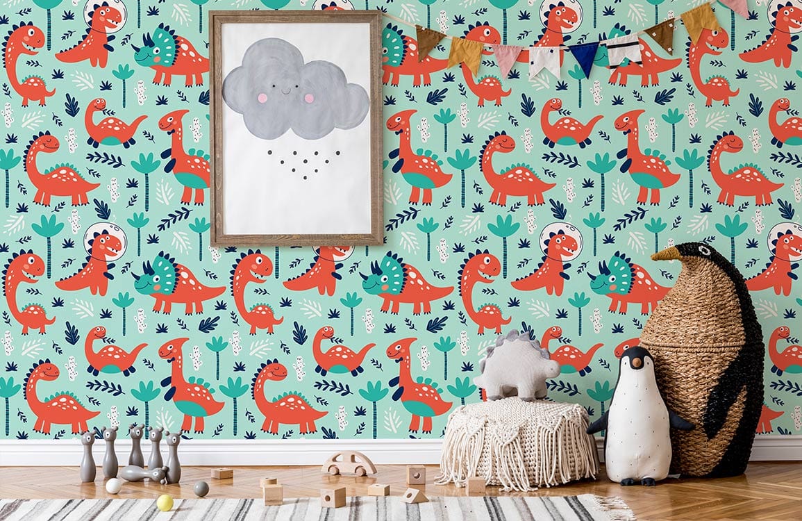 wallpaper in the form of a green dinosaur pattern