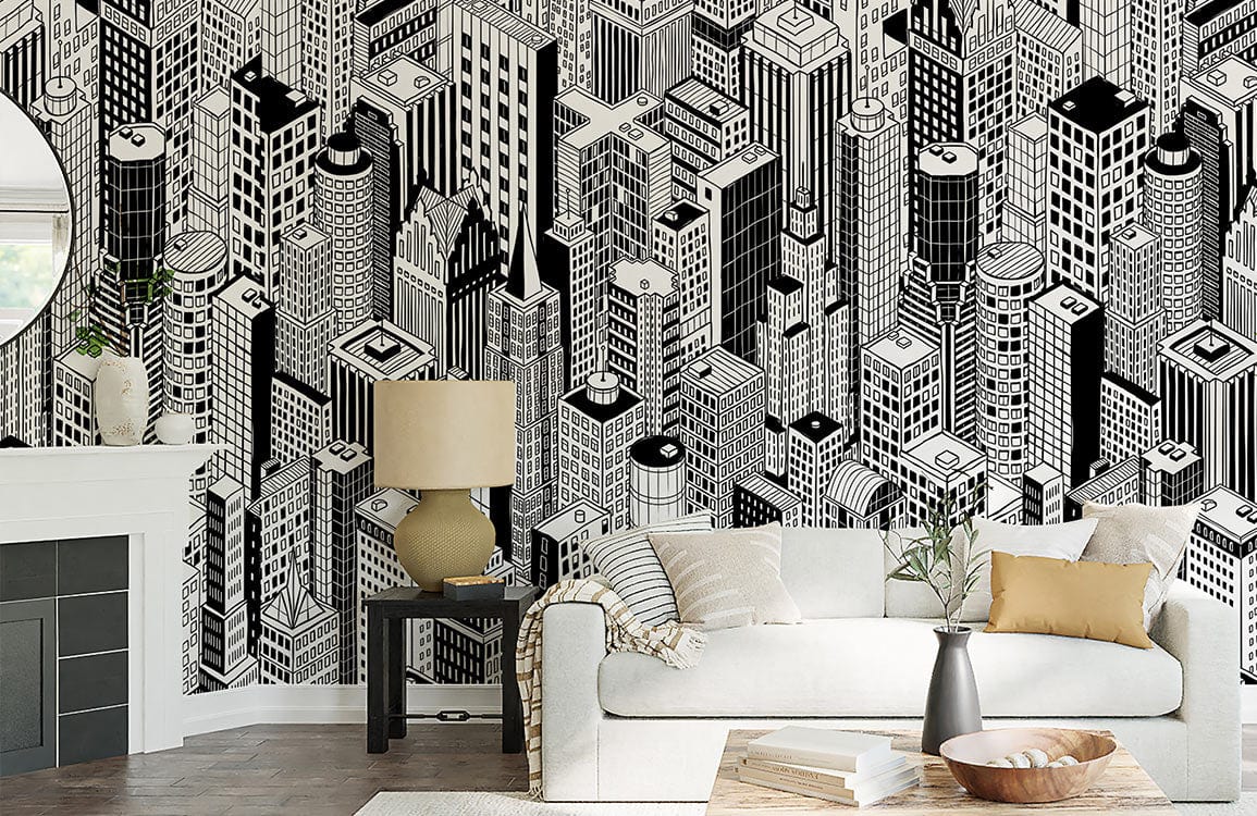 city tall building wallpaper for living room design
