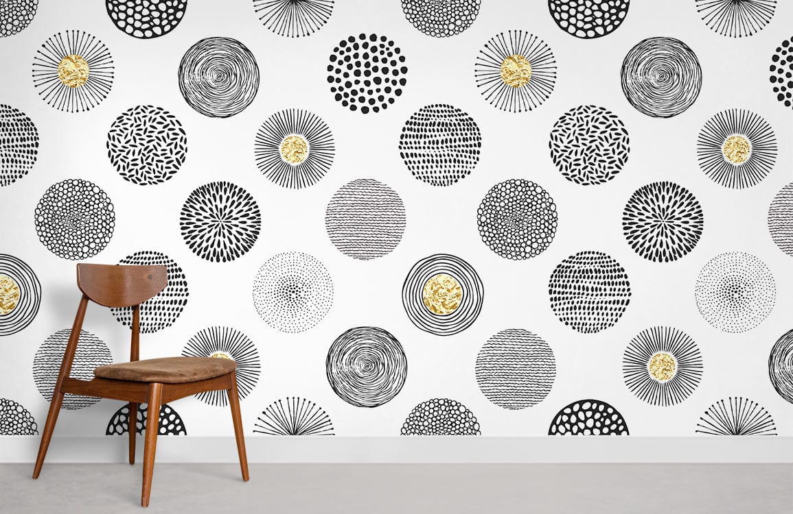 Abstract Gold Accent Black Mural Wallpaper | Ever Wallpaper – Everwallpaper