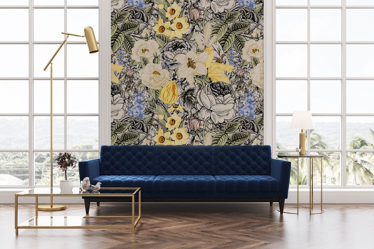 Vintage Flower Painting Wallpaper Mural for the