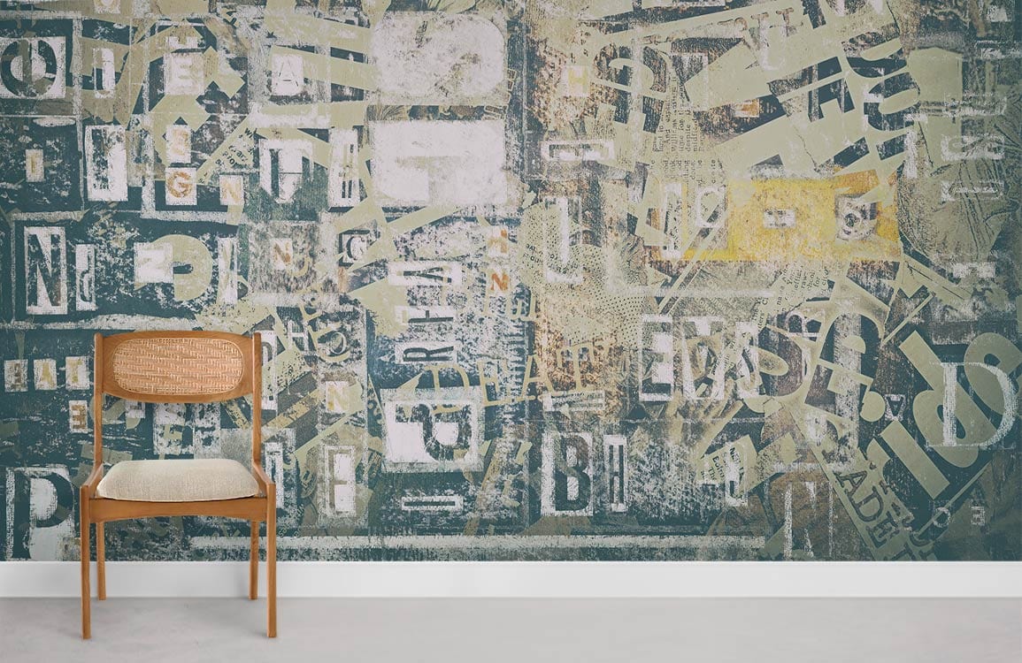 Vintage Font Pattern Wallpaper Room