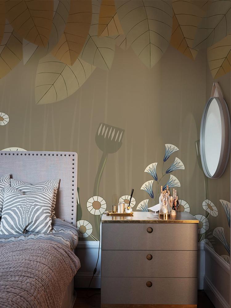 vintage flower and leaves wallpaper room decoration