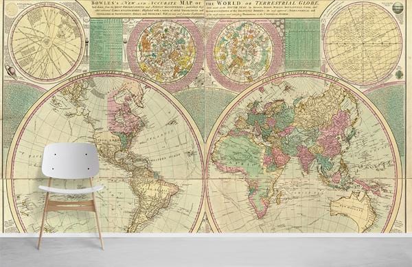 Vintage Style Classic World Map Wallpaper Mural