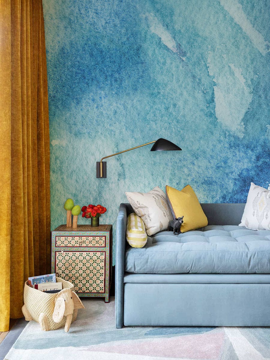 watercolor blue abstract pattern living room decoration