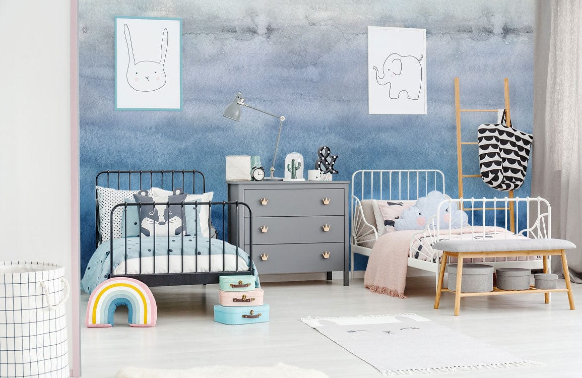 watercolor blue texture wallpaper mural nursery decor