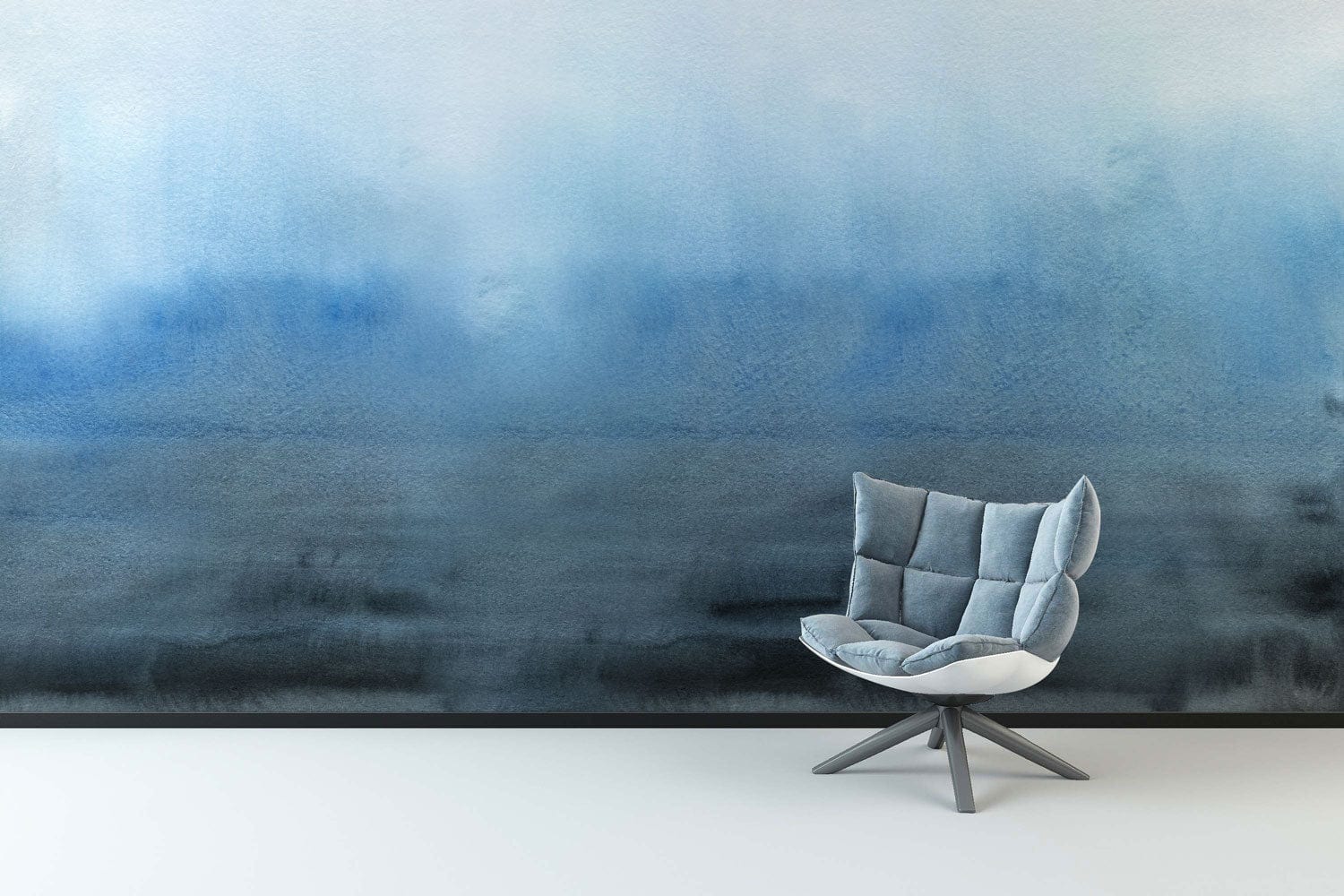 gradient blue wallpaper mural hallway decor