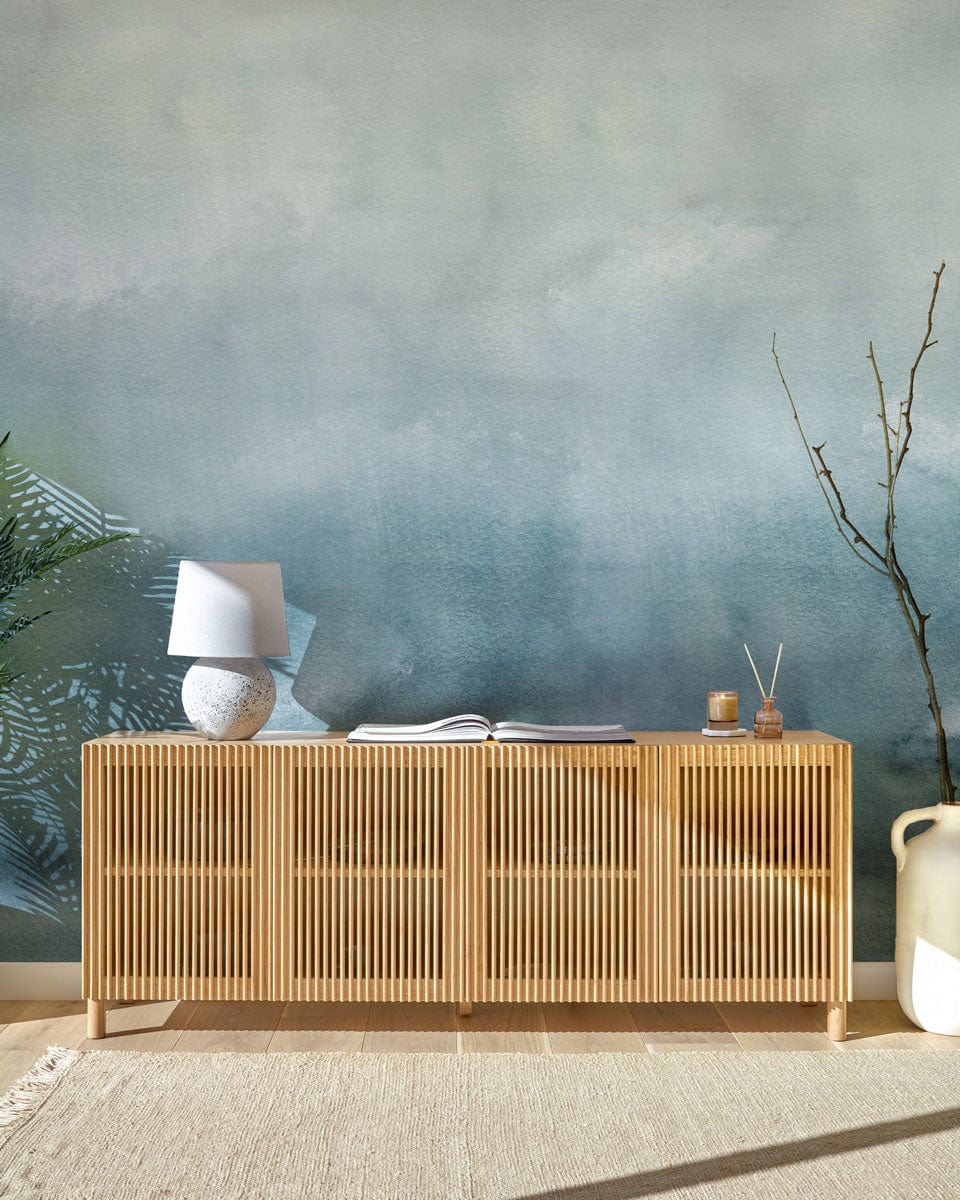 ombre concrete watercolor mural living room decoration