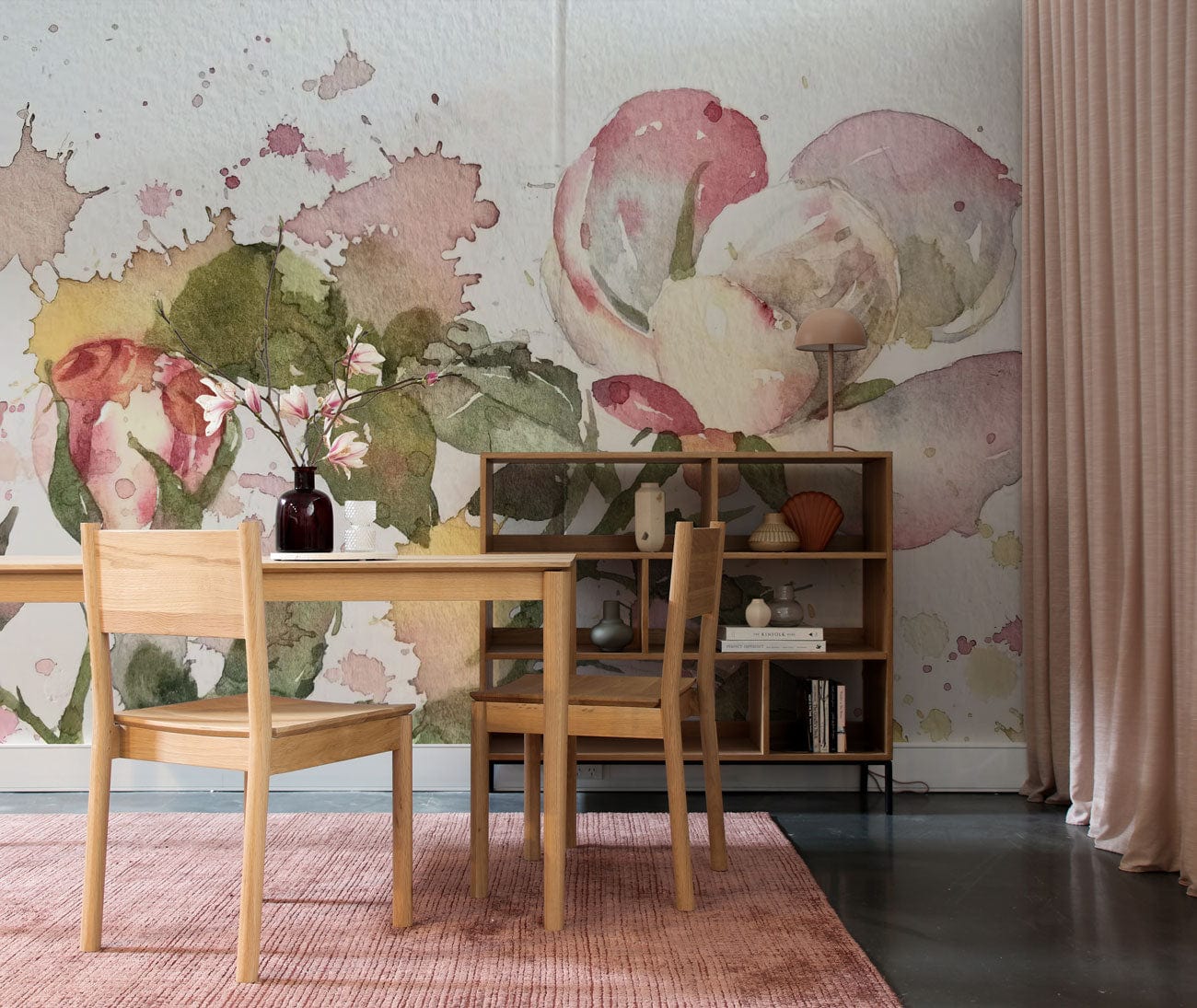 watercolor flower custom wall mural for home