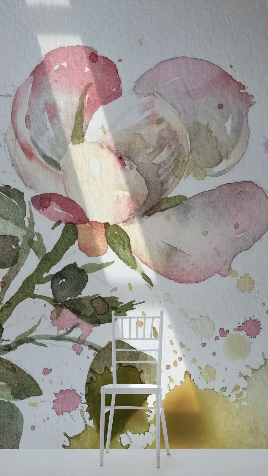 watercolor flowers wallpaper mural lounge decoration