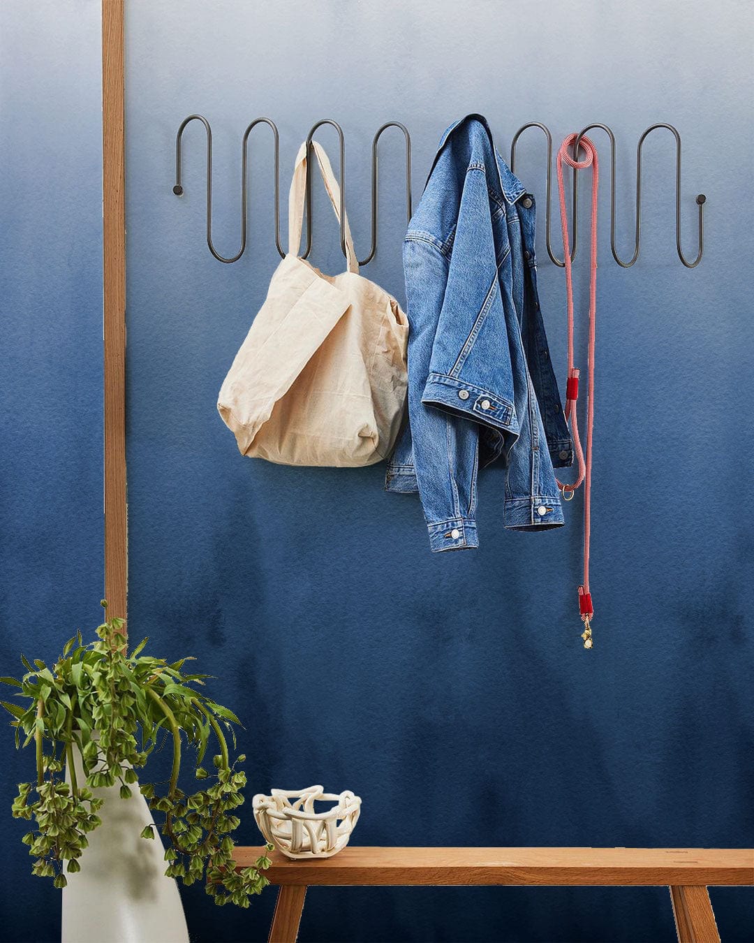 watercolor foggy blue wallpaper mural hallway decoration