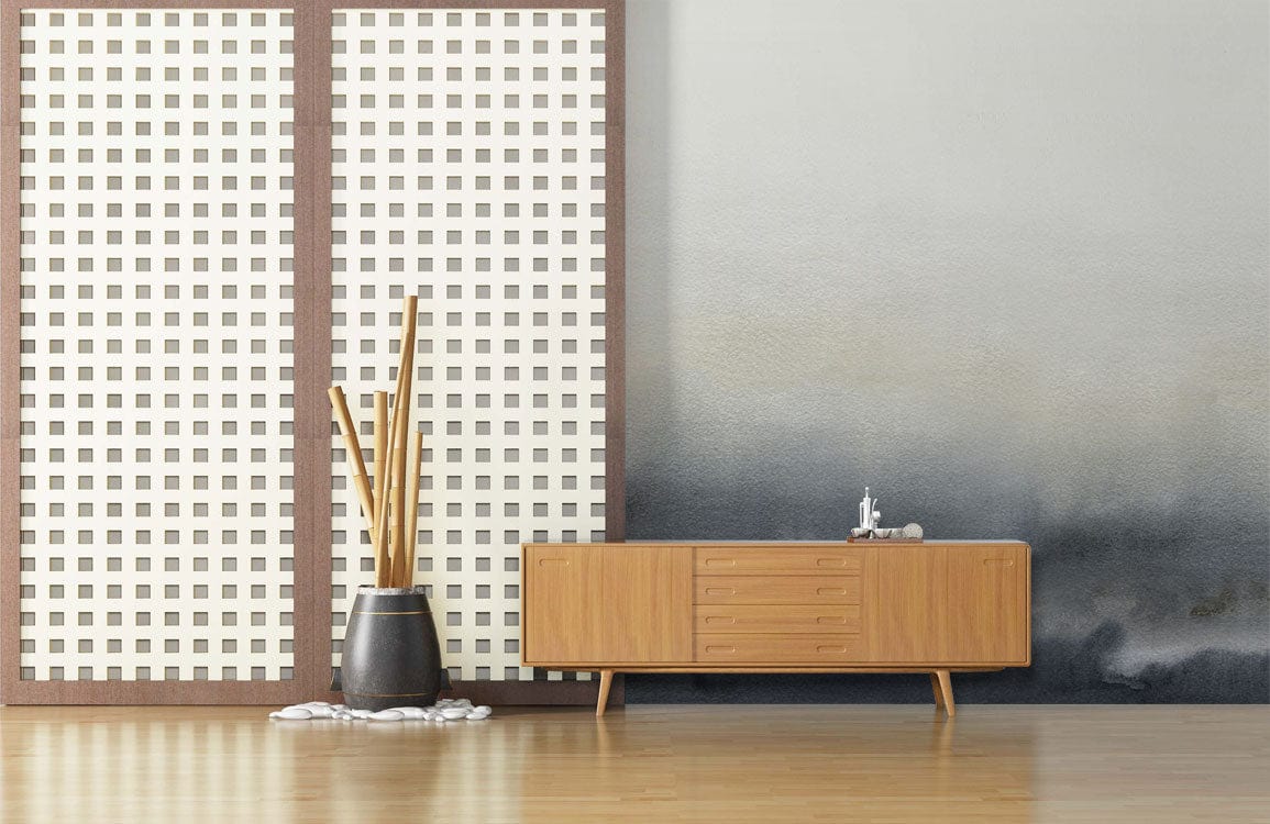 abstract watercolor grey wallpaper mural halway design idea