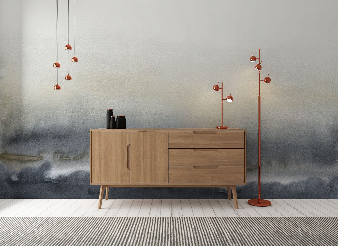 ombre gray background wall mural lounge decoration
