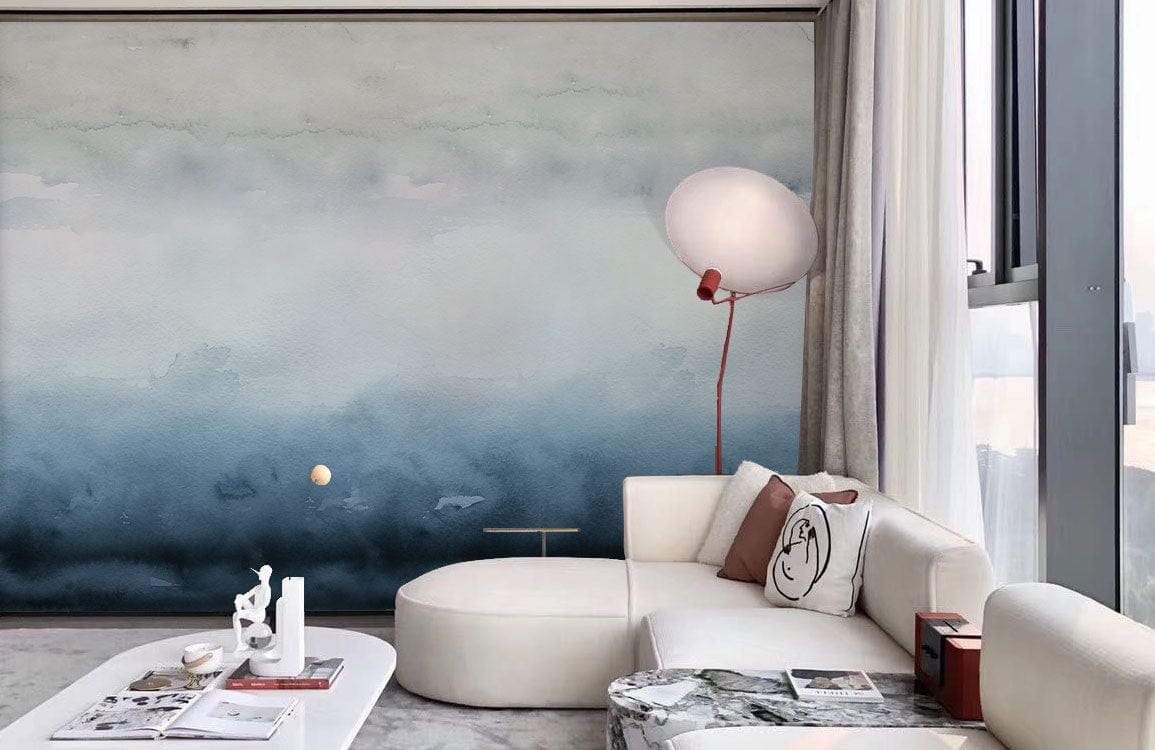 watercolor ink expansion wallpaper mural living room decoration