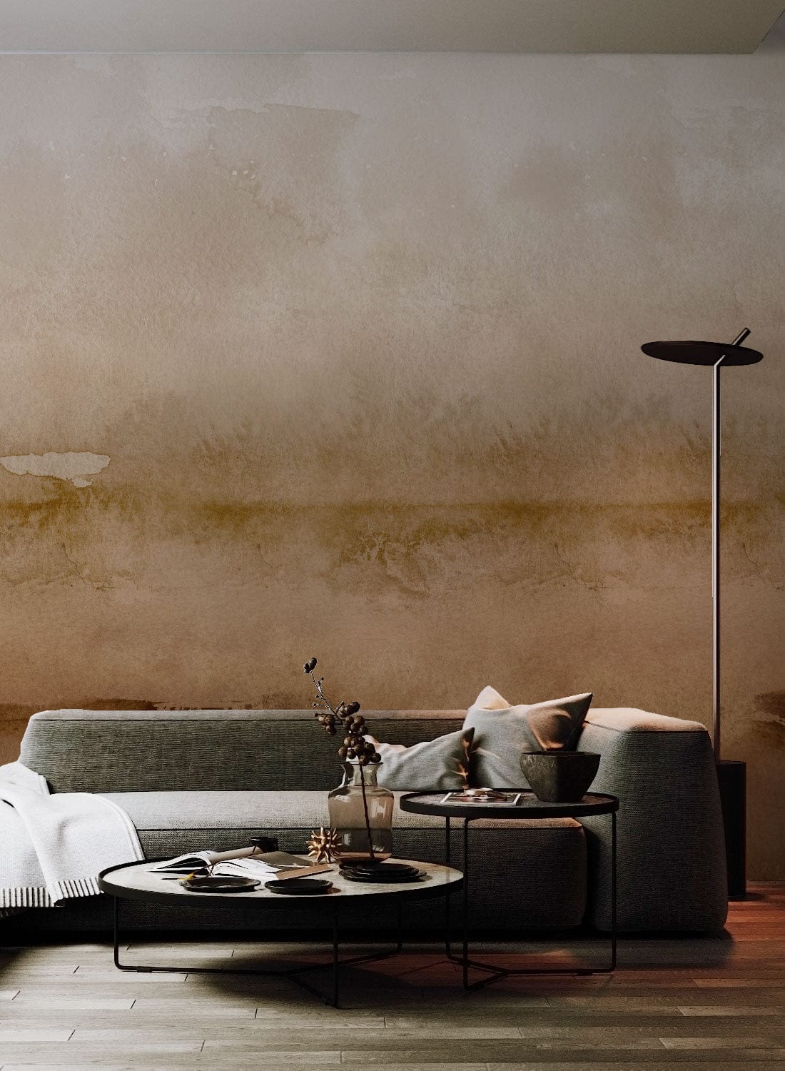 abstract watercolor sandstorm wallpaper mural room decor idea
