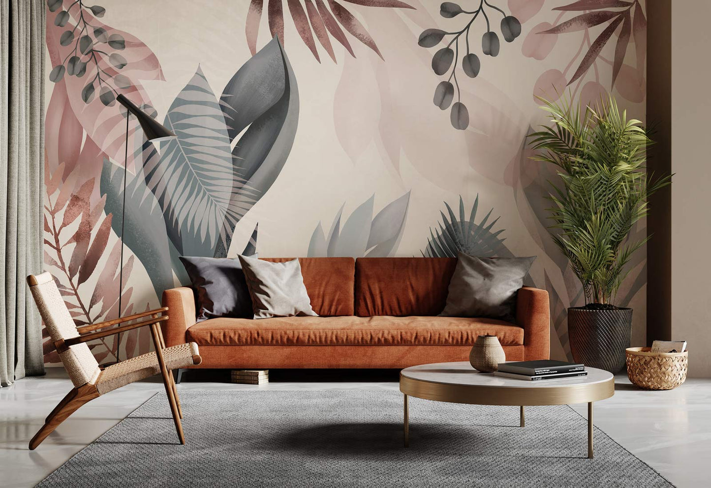 Art Watercolor Leaves Wallpaper Mural Design Art