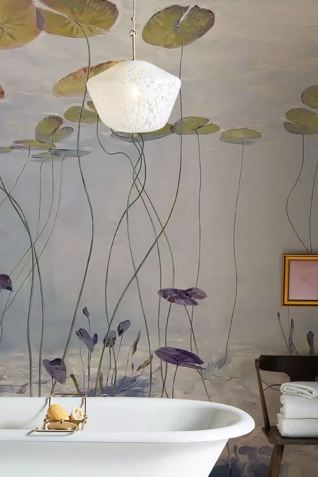 Waterlily in Pool Wallpaper Mural for Use as Decoration in Bathrooms