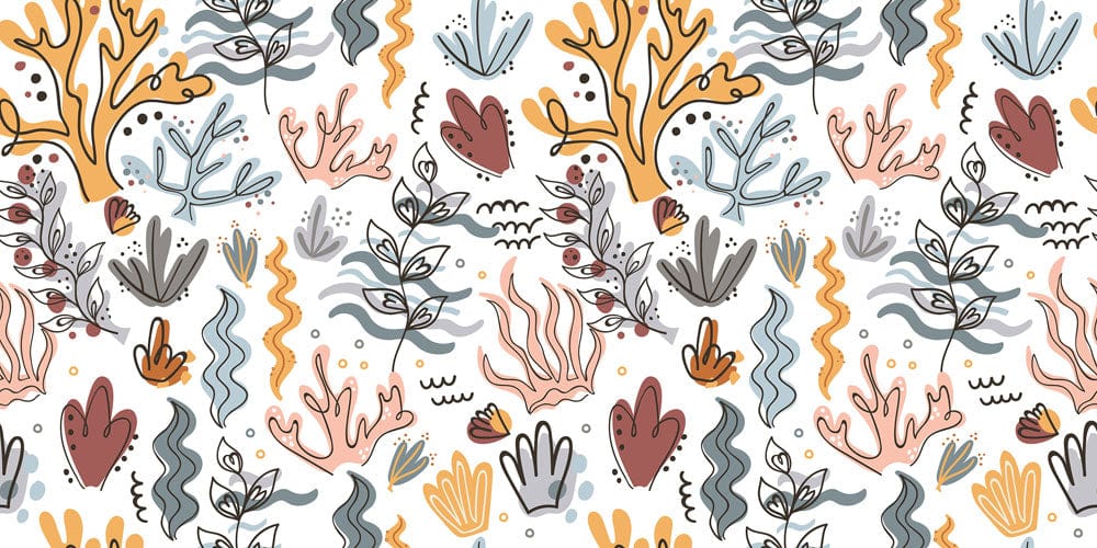 colorful waving seaweeds wallpaper mural for room decor