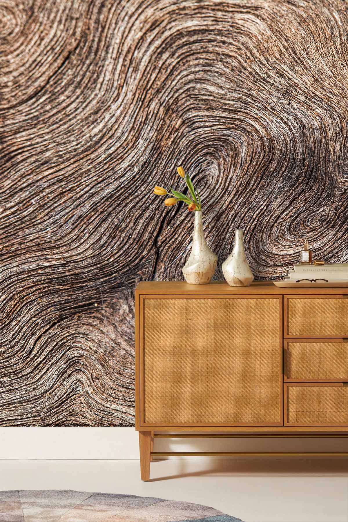 Wavy Wood Grain Custom Wallpaper for Room Interior